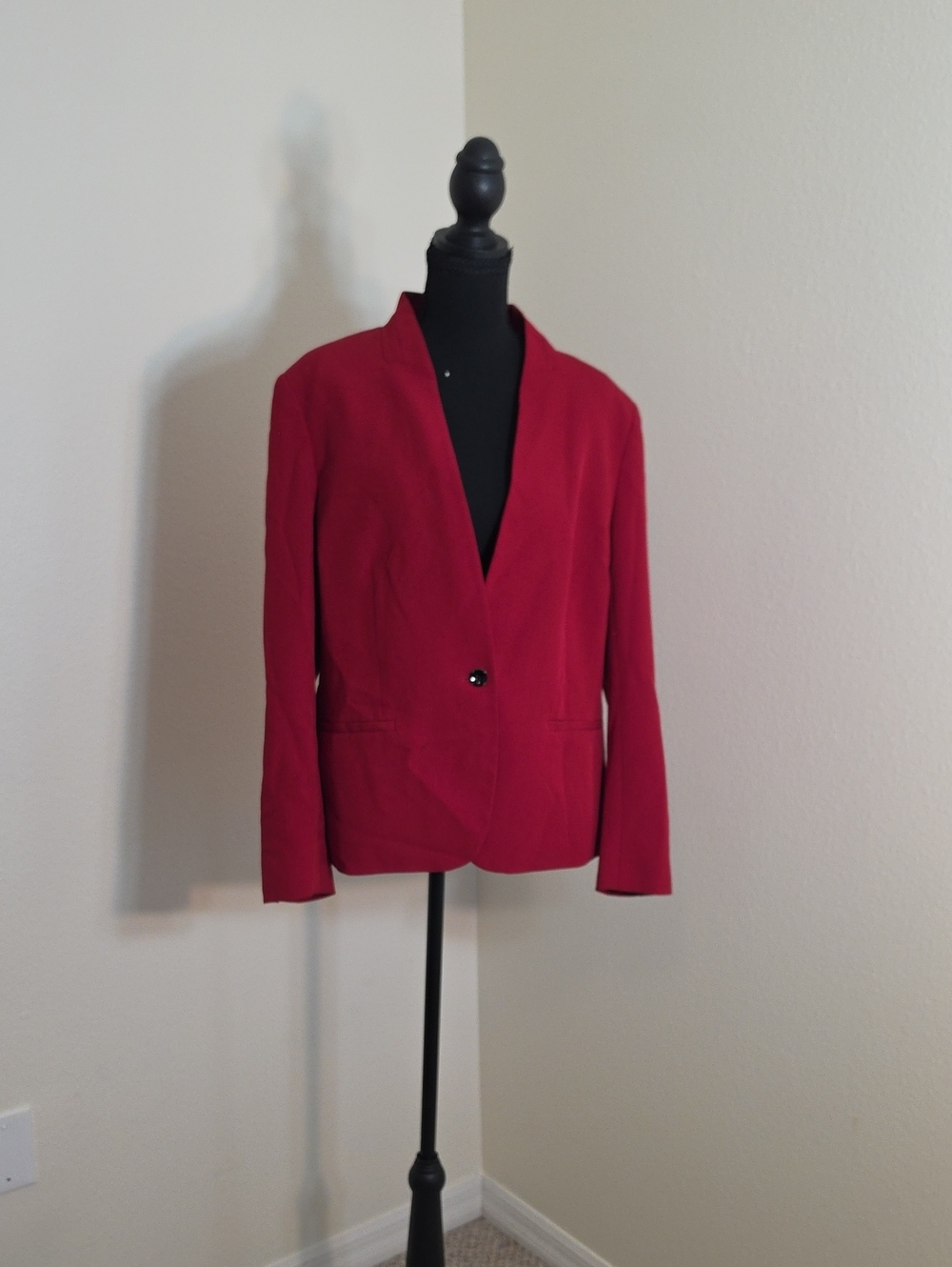 Kasper Crimson Single-Button Blazer